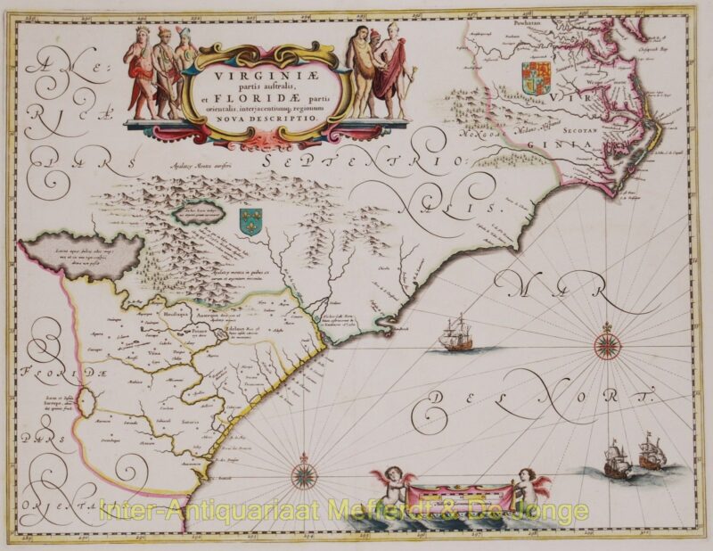 North America, Virginia, East coast antique map – Blaeu