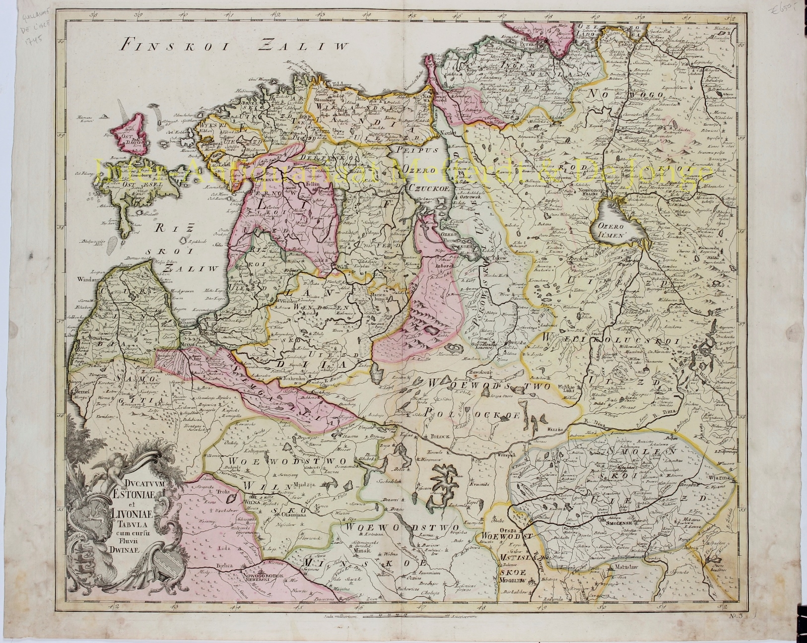 De l'Isle-- Joseph-Nicolas (1688 - 1768) - Baltics, Estonia, Lithuania - Joseph-Nicolas De l'Isle, 1745