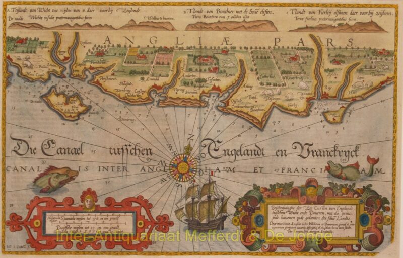 England, coastal chart between Wight and Dover – Waghenaer, 1586