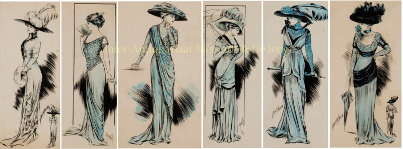 Fashion design drawings, Olga Behr 1908-1910