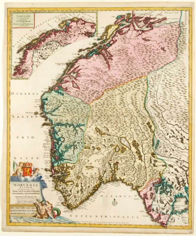 Norway antique map – Danckerts, c. 1696