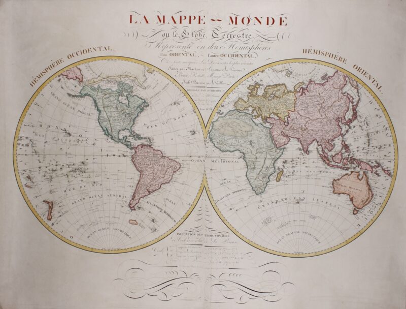 Wall map of the world – Eustache Hérison, 1825