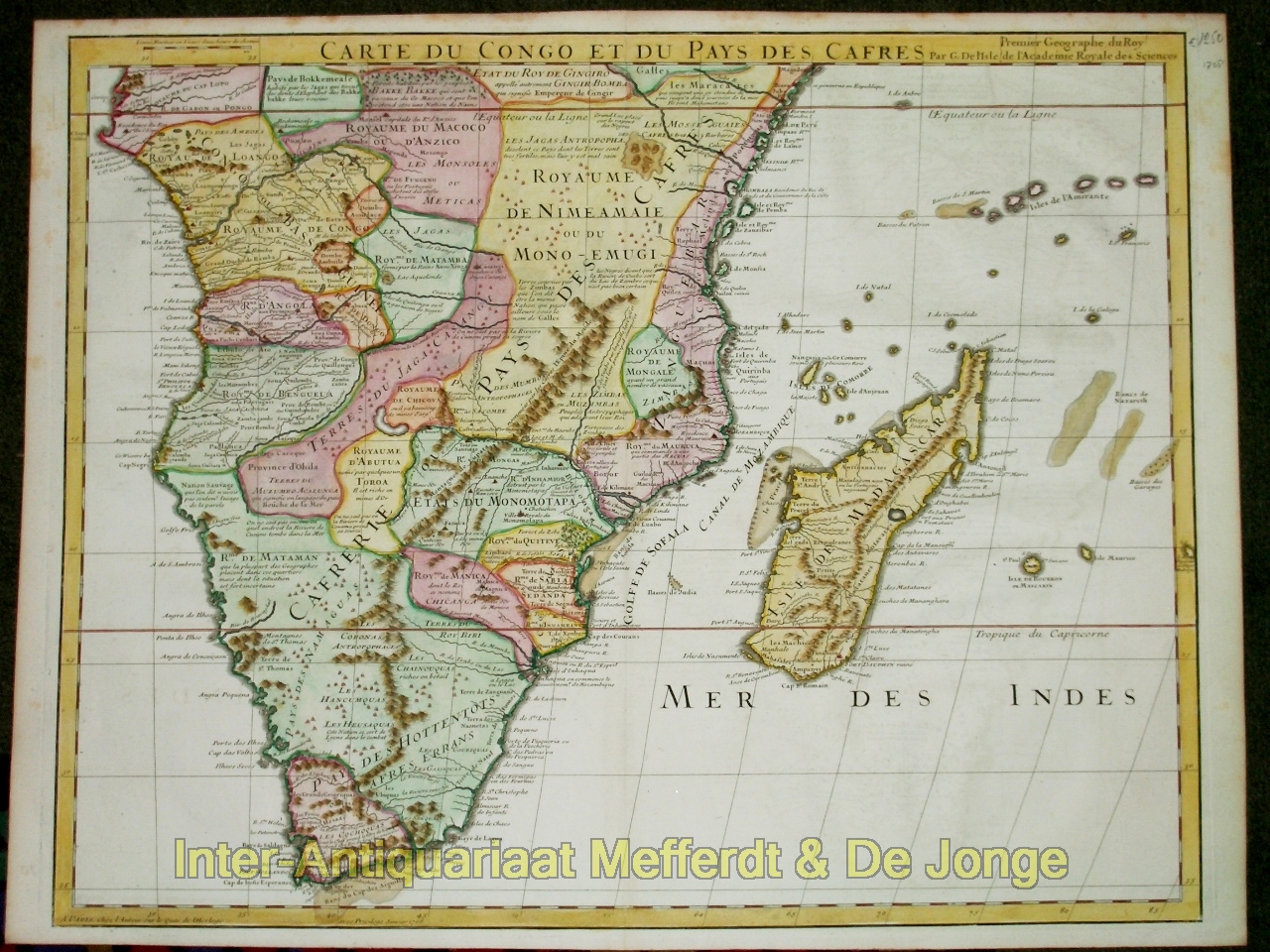 Isle-- Guillaume de l' - Zuidelijk Afrika - Carte du Congo et du Pays des Cafres