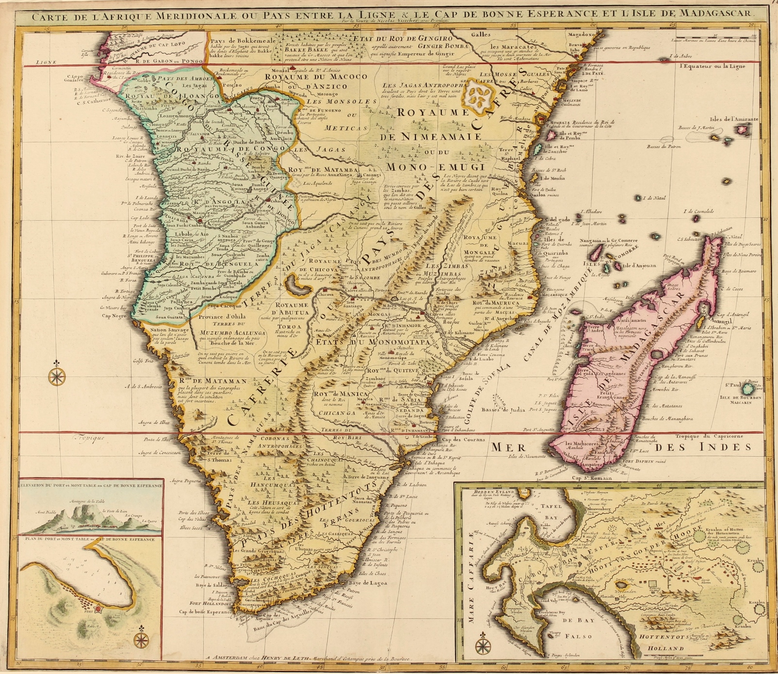Leth-- Hendrick de - Southern Africa, Cape of Good Hope - Visscher/De Leth, c. 1740