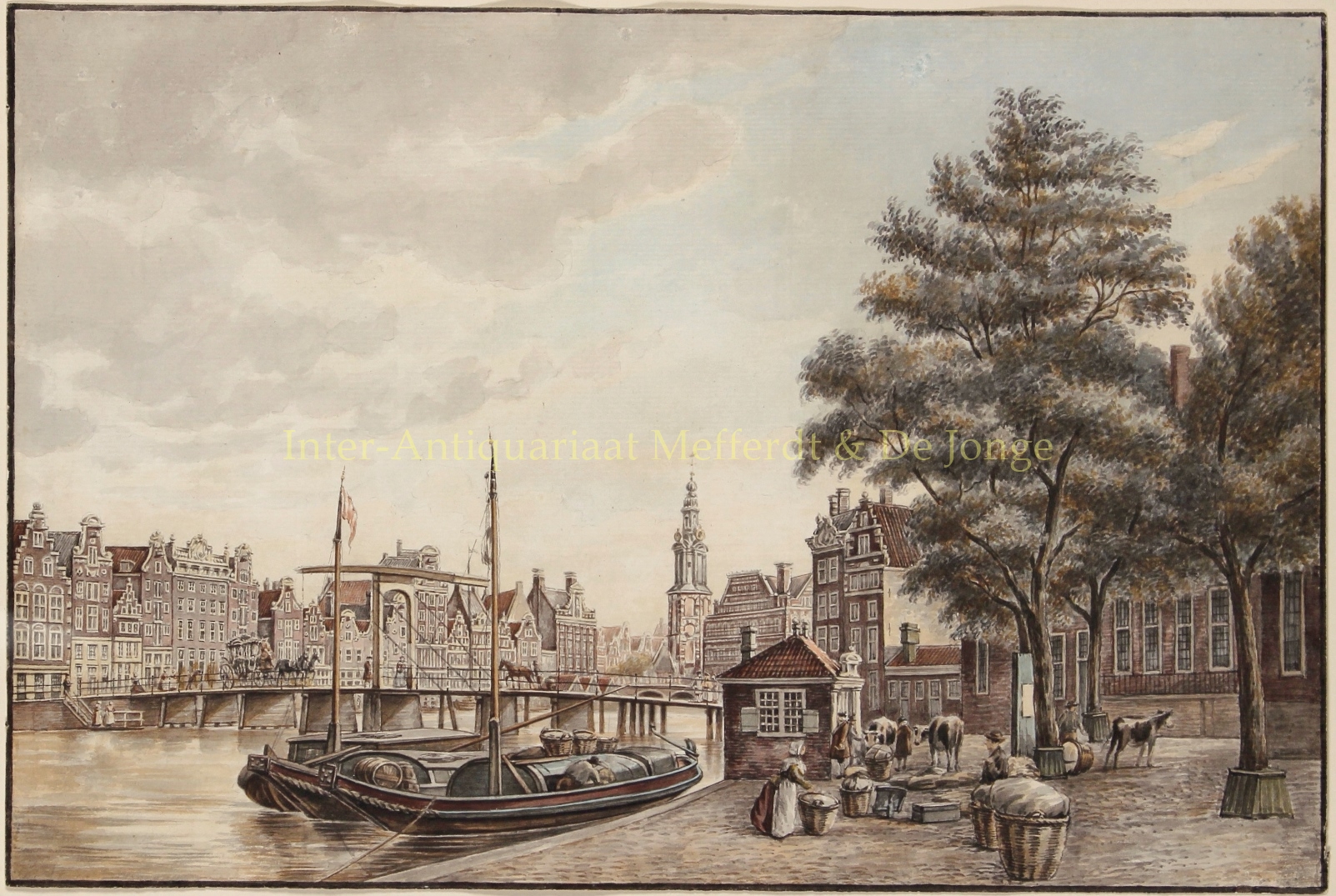 Beijer-- Jan de - Amsterdam, trekschuiten op de Binnen-Amstel - naar Jan de Beijer, eind 18e-eeuw