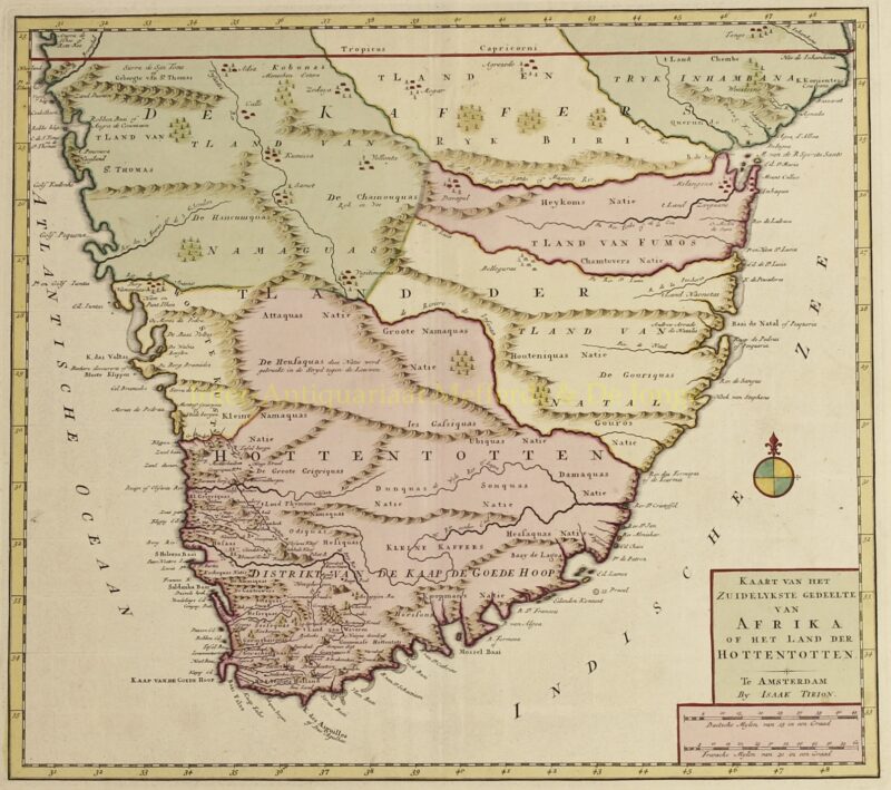 Original Antique Map Southern Africa 18th Centuryoriginal Antique Map