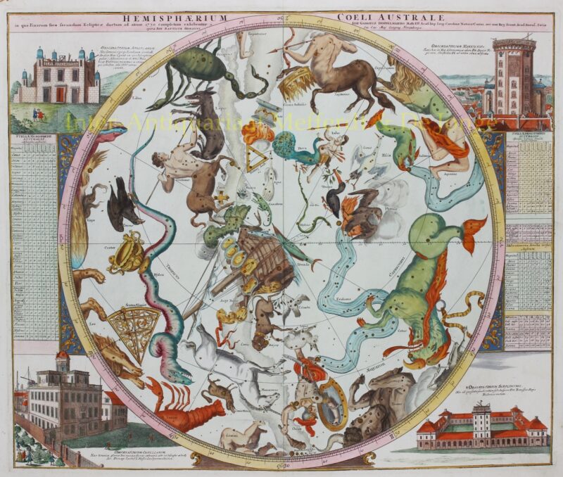 Hemelkaart sterrenbeelden – Homann, Doppelmayr, 1742/48
