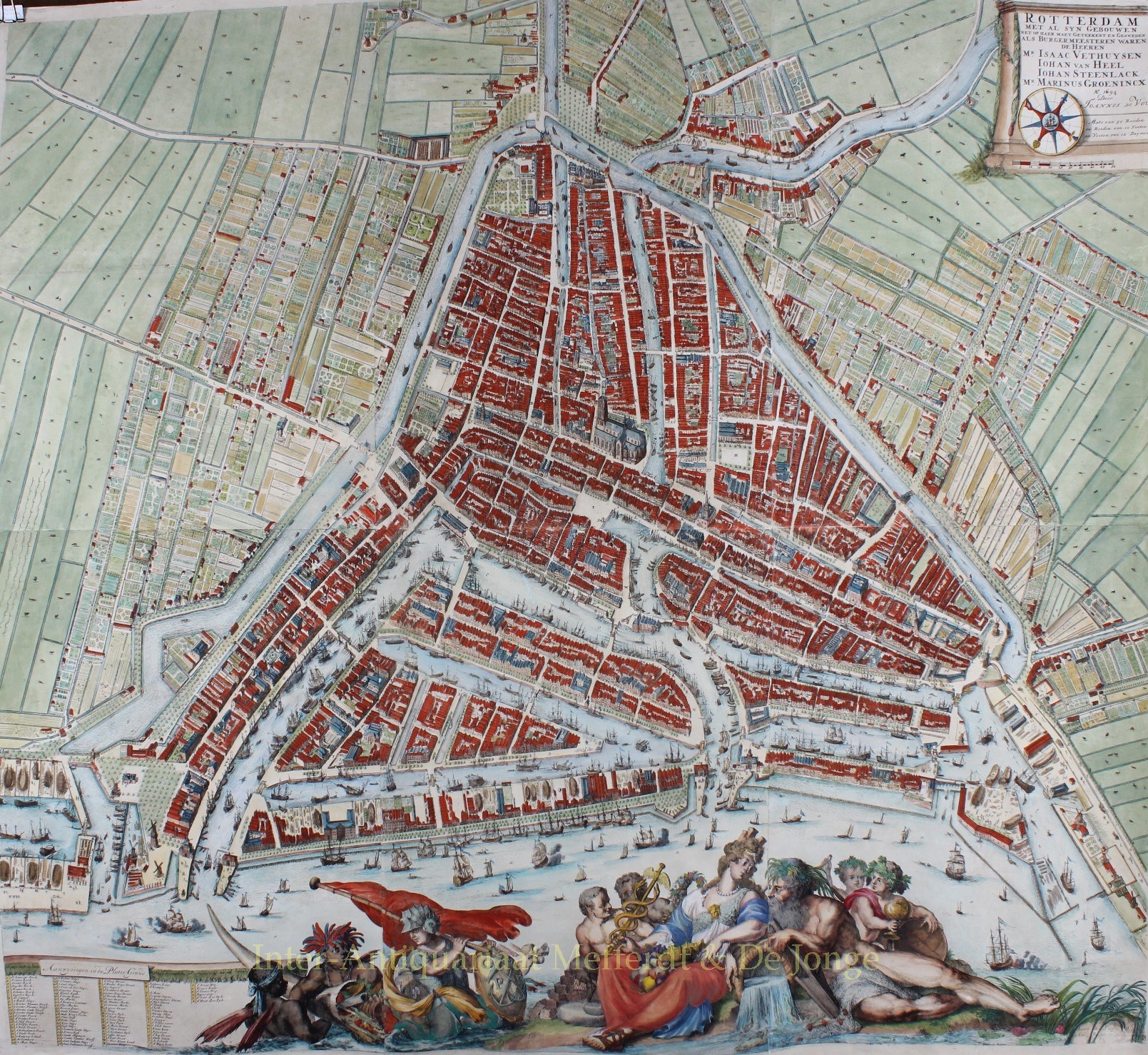 Hooghe-- Romeijn de - Wall map of Rotterdam - Johannes de Vou + Romeijn de Hooghe, 1694