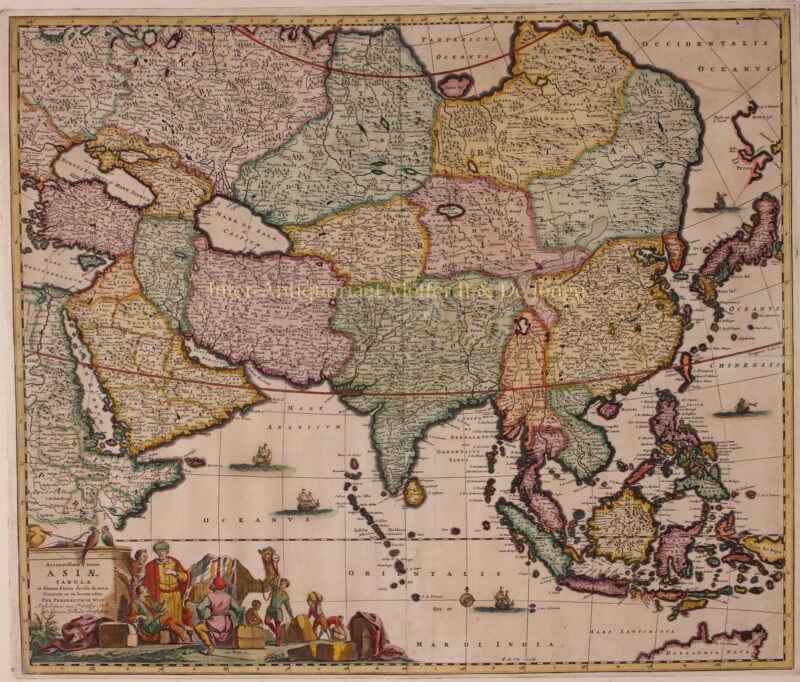 Old Map Of Asia Antique Engraving Original 17th Century Print Dutch History   Asia Frederick De Wit 1688 800x682 