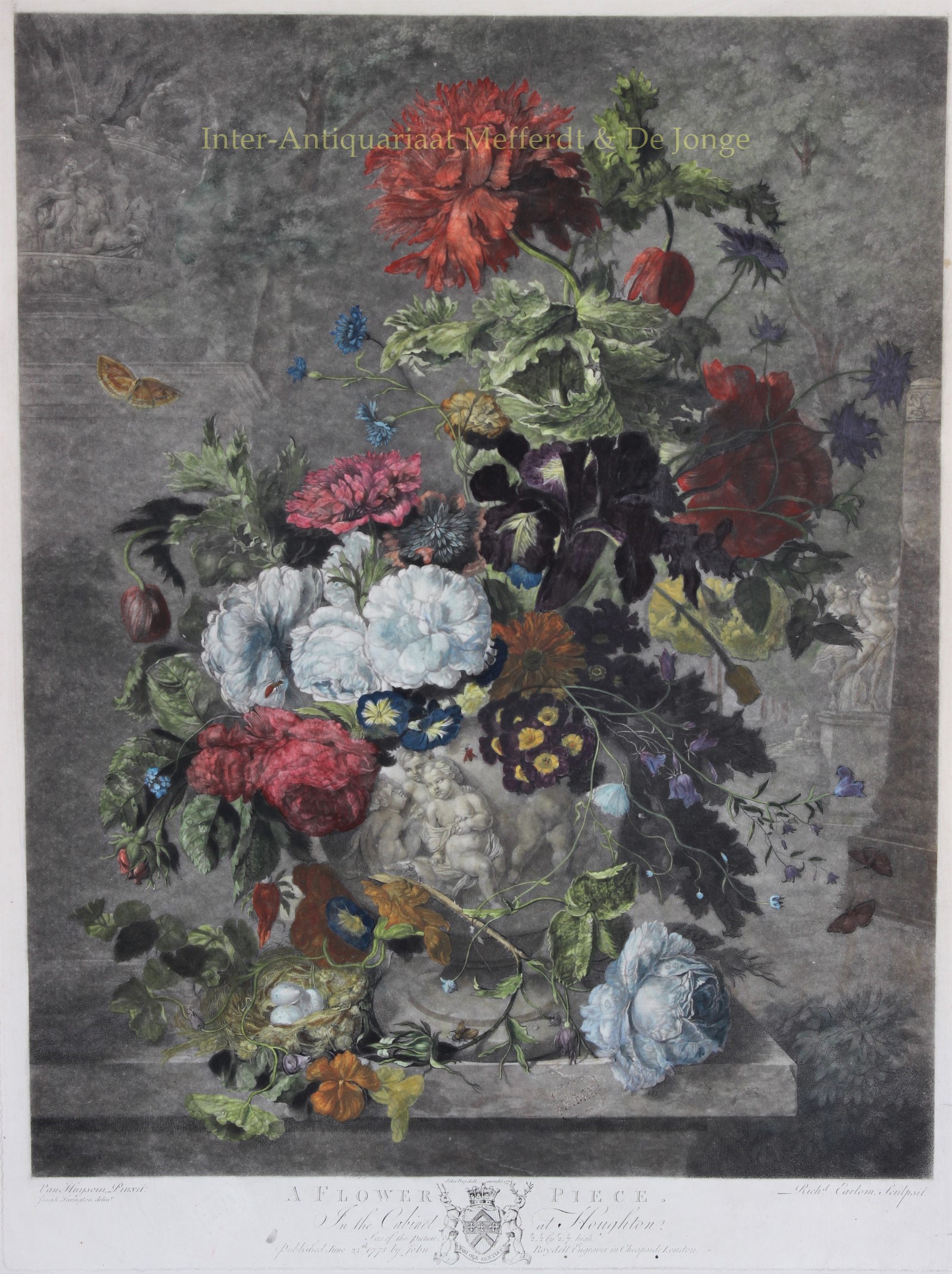 Earlom-- Richard (1743-1822) - A Flower Piece - after Jan van Huysum, 1778
