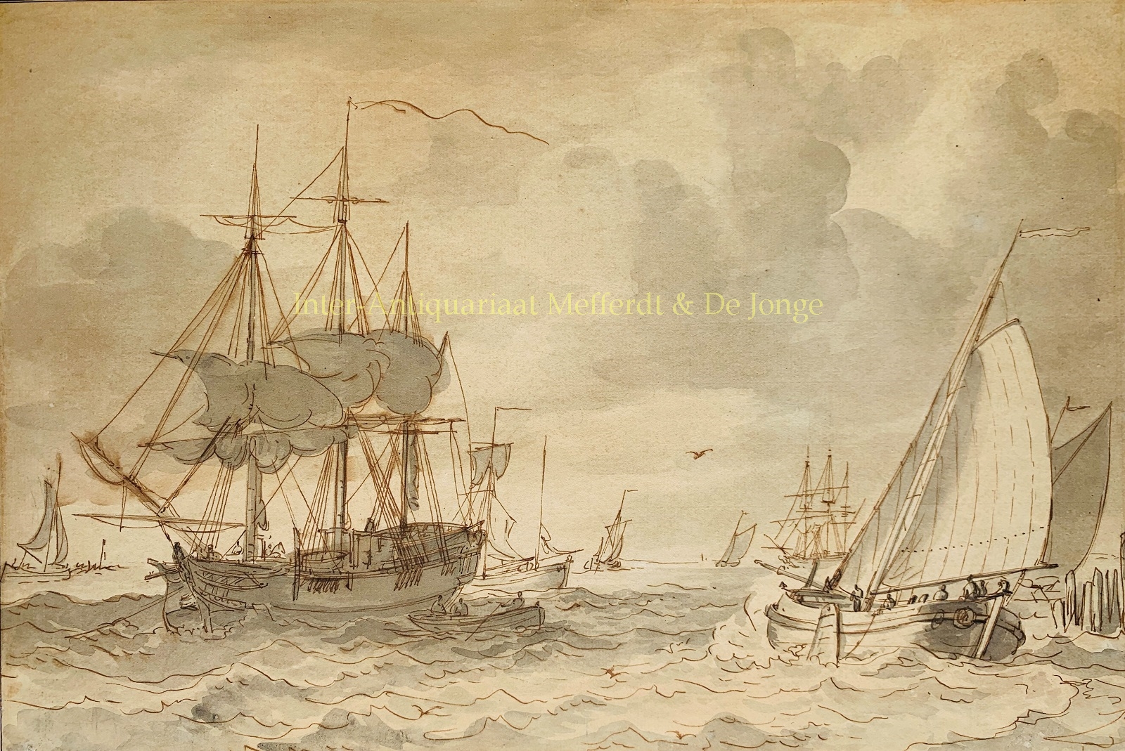 Groenewegen-- Gerrit (1754-1826) - Ships in an estuary - Gerrit Groenewegen, c. 1800