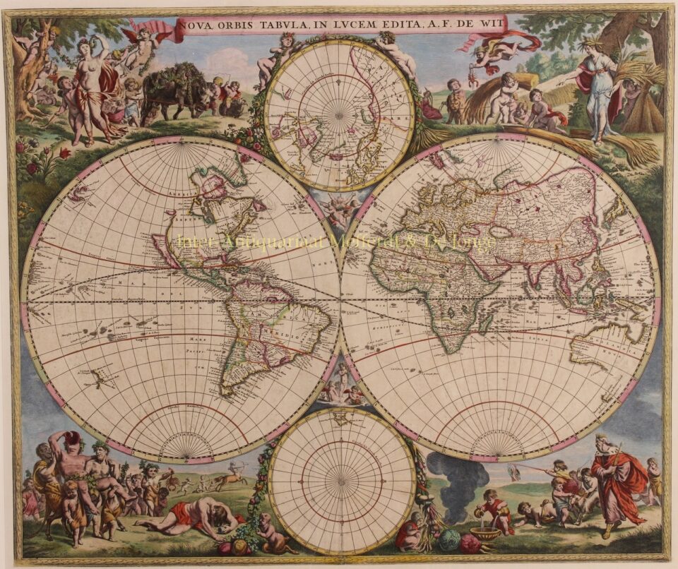 antieke 17e-eeuwse wereldkaart