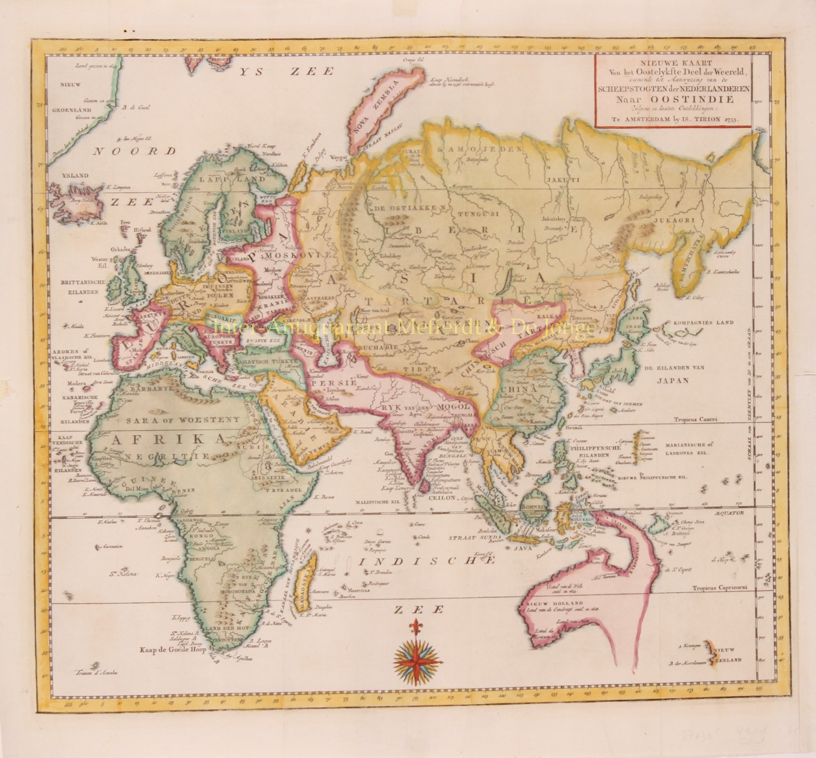 Tirion-- Isaak (1705 - 1765) - Eastern Hemisphere - Isaak Tirion, 1755