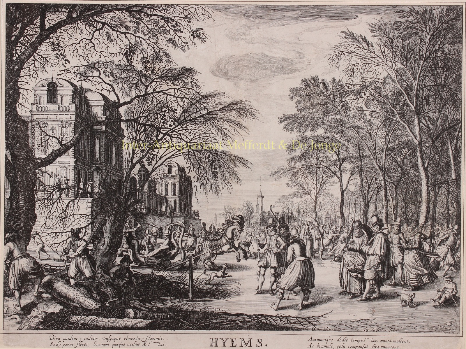 Frisius-- Simon Wynhoutsz (1580-1629) - Winter scene - Simon Frisius after David Vinckboons, 1618