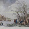 winterlandschap 18e-eeuwse ets naar schilderij Philips Wouwerman
