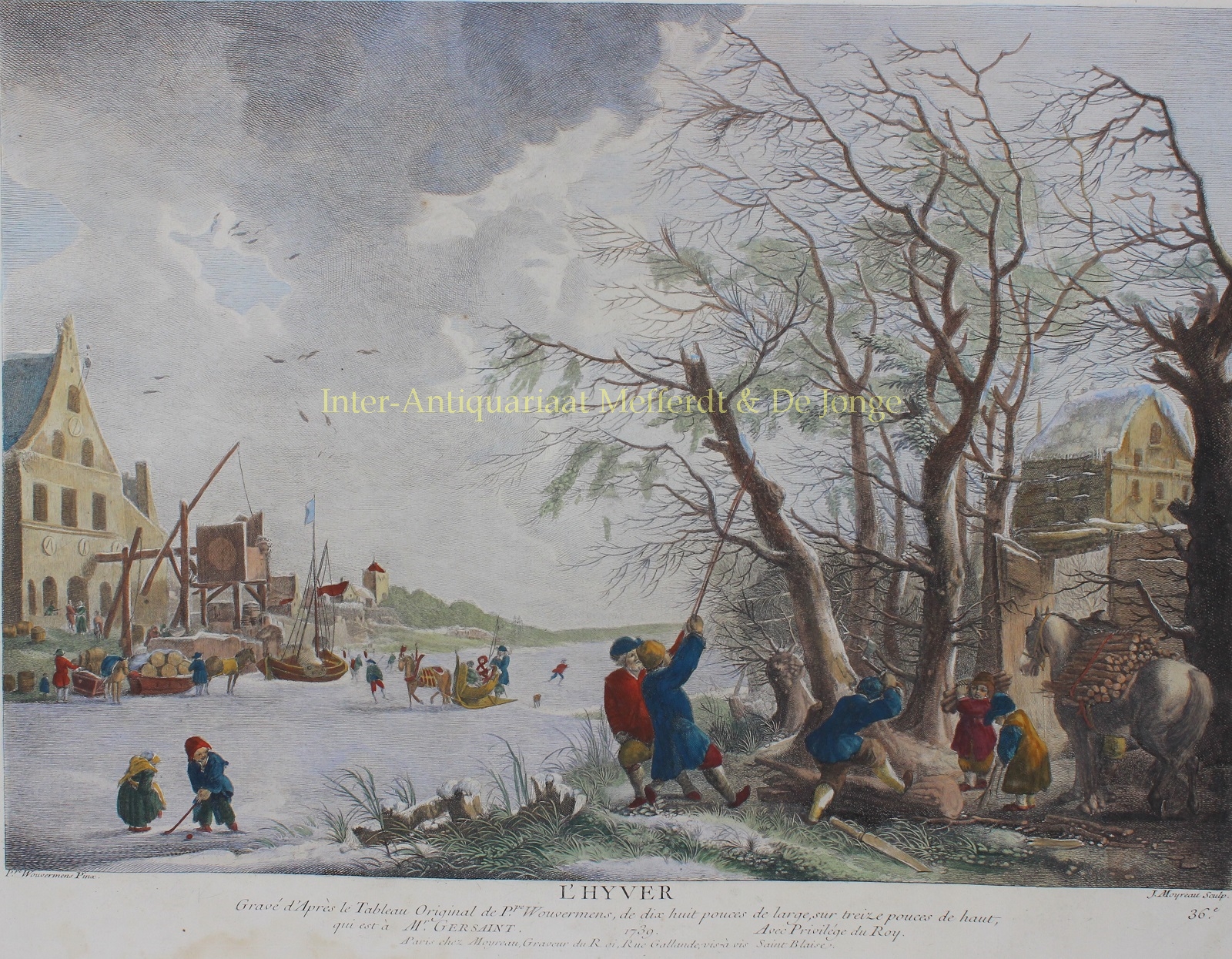  - Winter landscape - Jean Moyreau after Philips Wouwerman, 1739