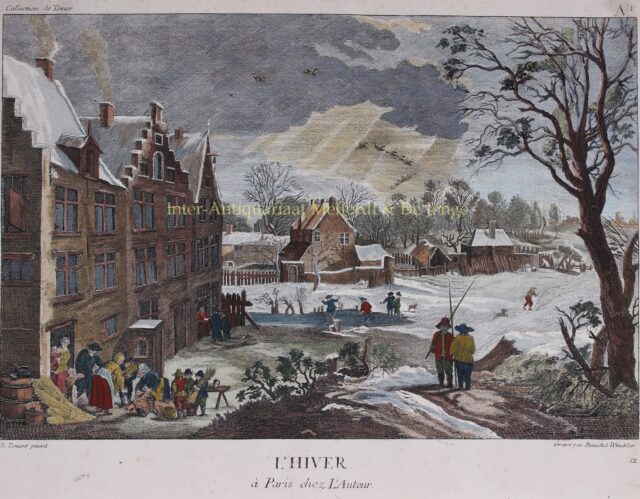 winterlandschap 18e-eeuwse gravure naar David Teniers