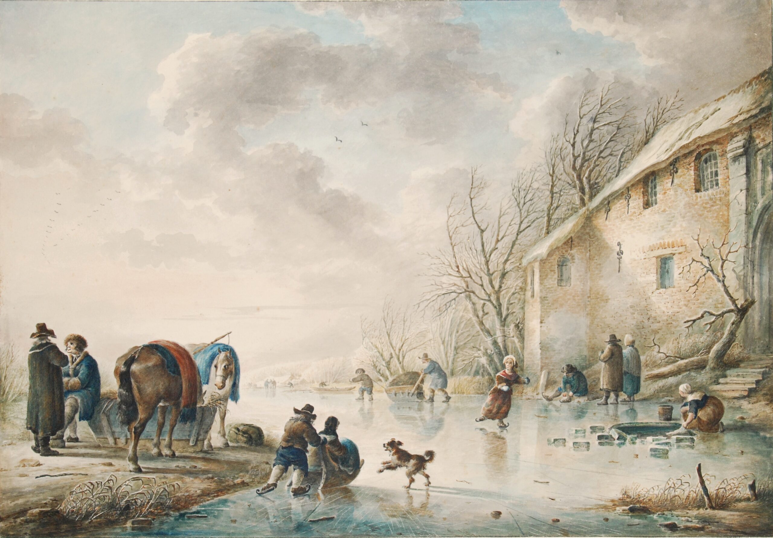 Craeyvanger-- Reinier (1812-1880) - Dutch winter scene - Reiner Craeyvanger (attrib.), 19th century