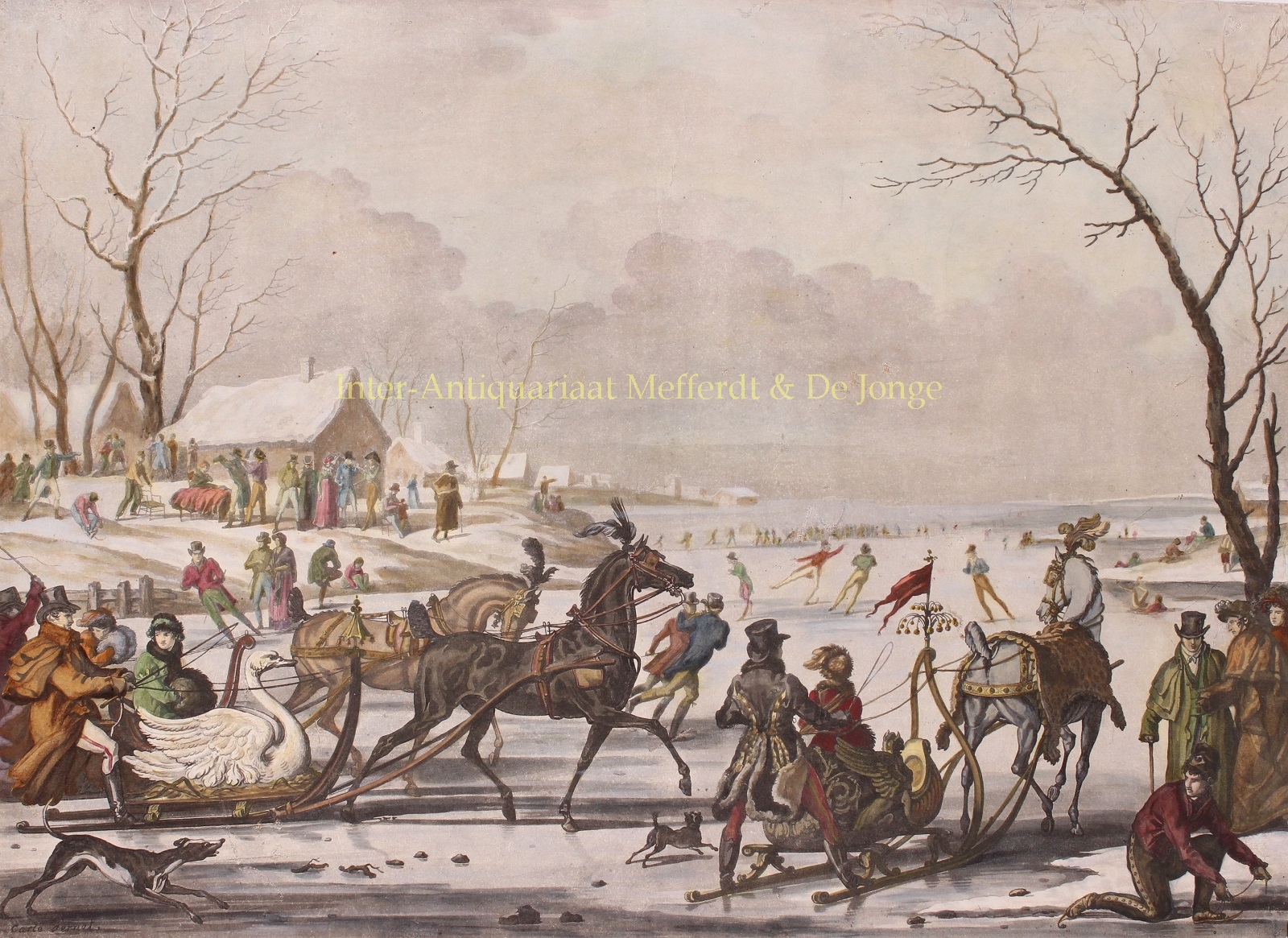 Vernet-- Carle (1758-1836) - Sleigh racing - Antoine-Jean Gros after Carle Vernet, 1811