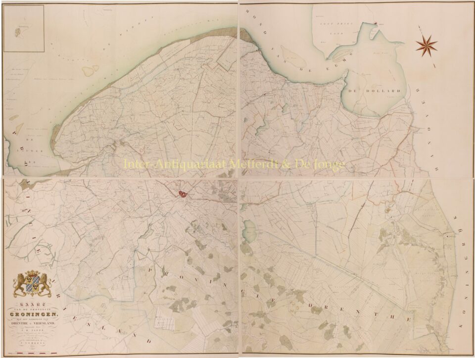 19e-eeuwse wandkaart van Groningen