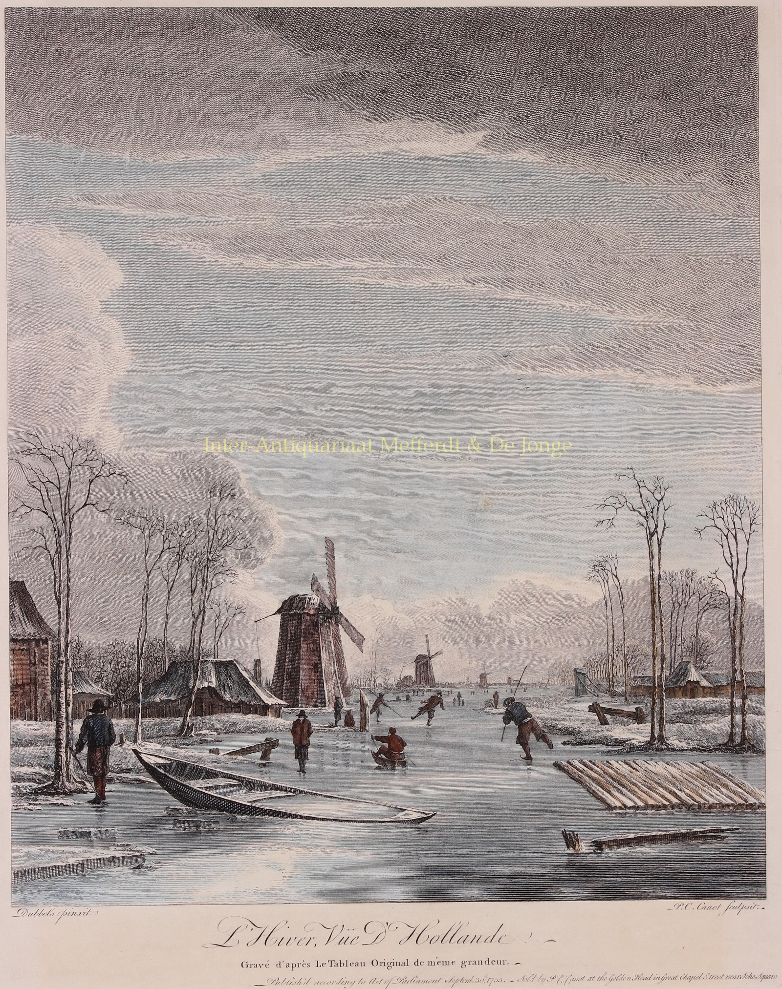 Canot-- Pierre Charles - Dutch winter landscape - after Hendrik Jacobsz Dubbels, 1755