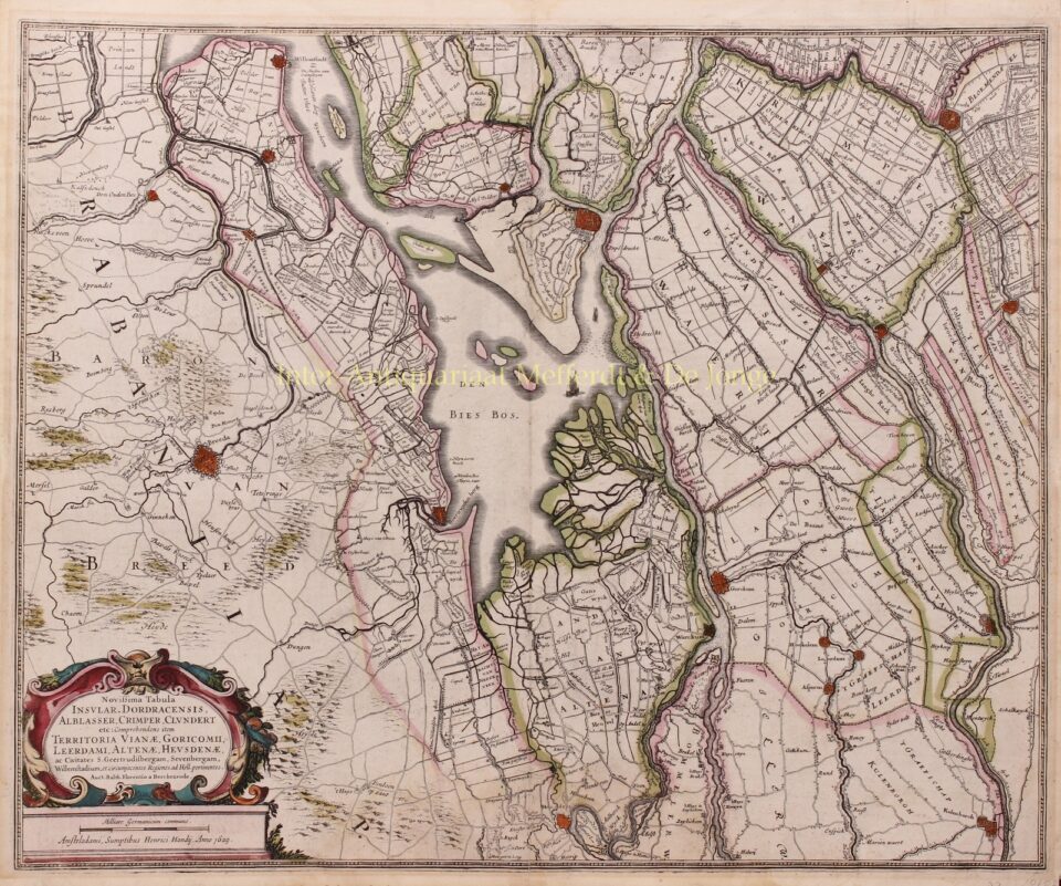 oude kaart van de Biesbosch