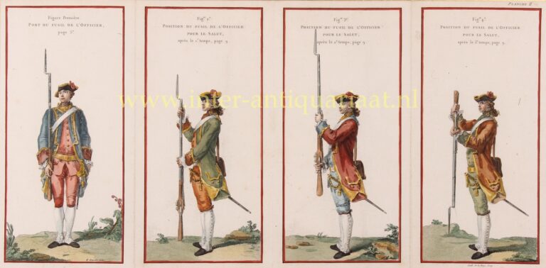 Infantry Of The French Royal Army Antique Engraving 18th Century