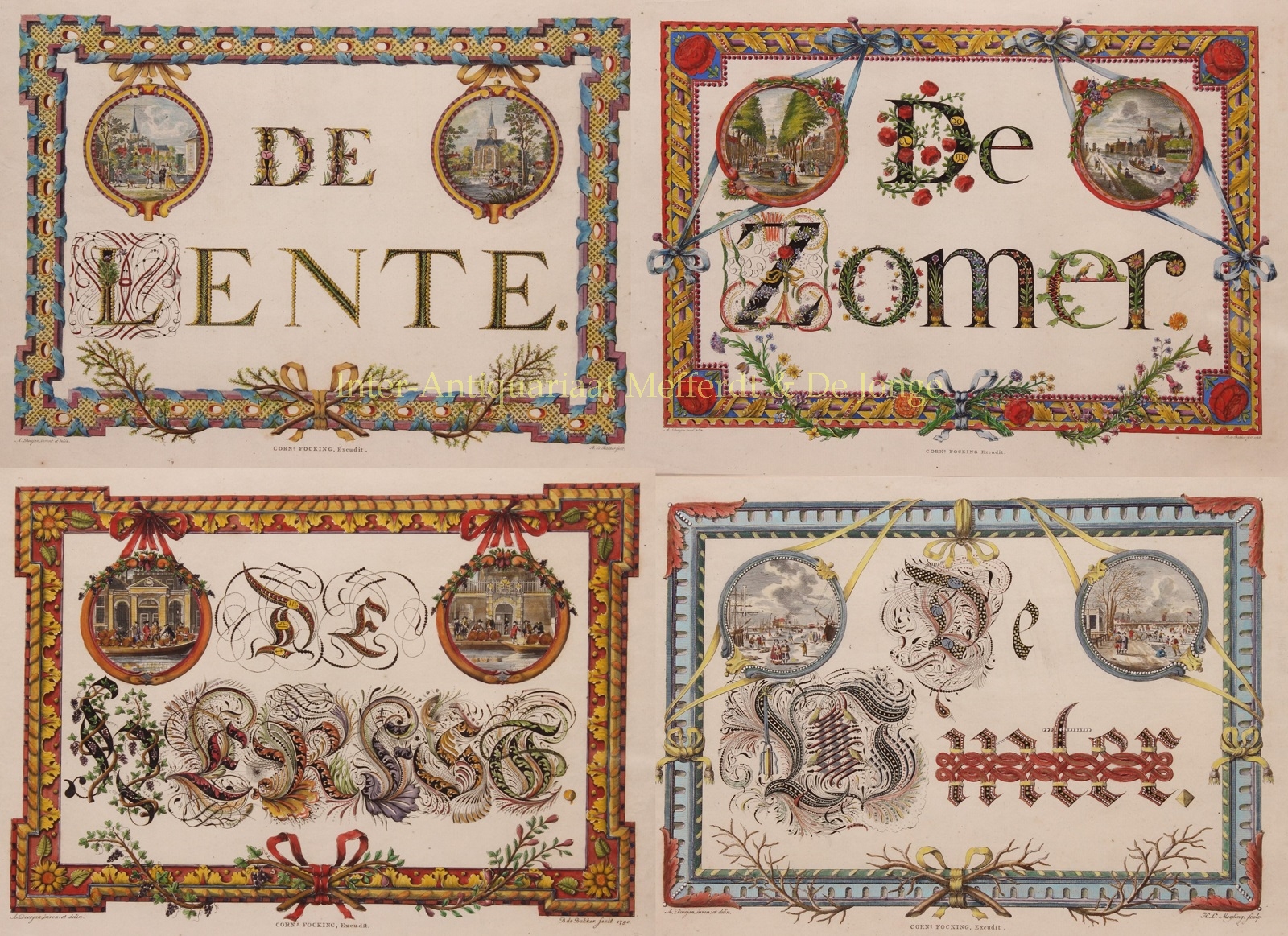 Mijling-- H.L. - Four Seasons in Amsterdam - after Adrianus Doesjan, 1790