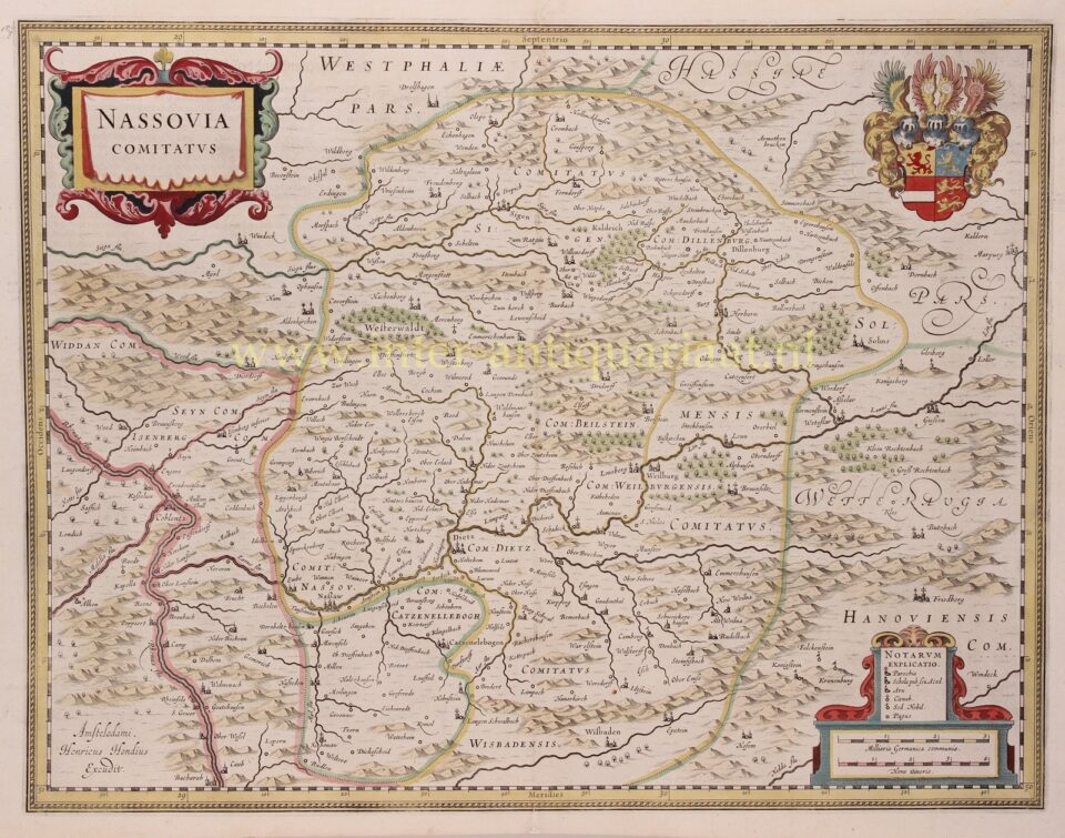 oude kaart graafschap Nassau 17e-eeuw