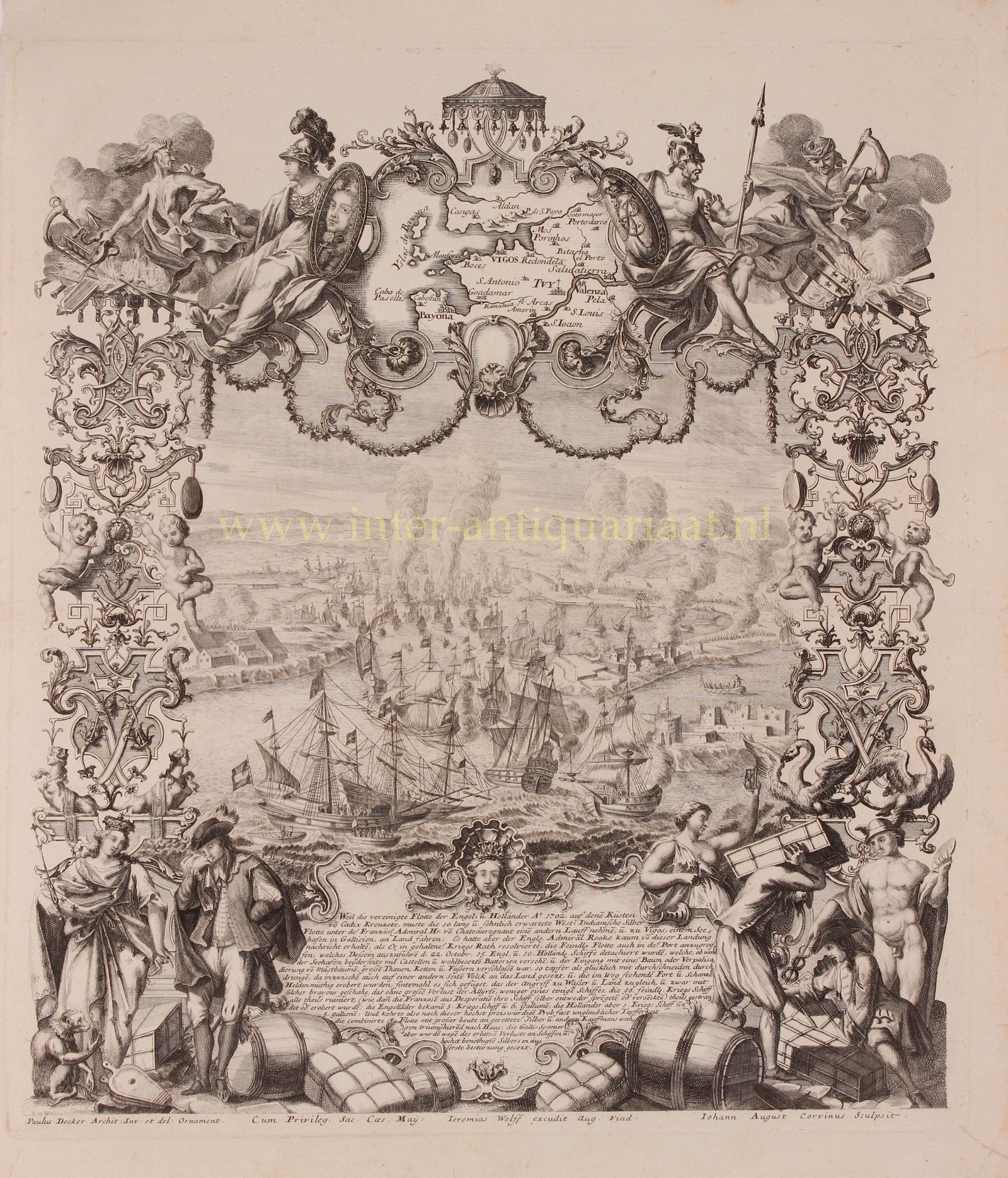  - Battle of Vigo Bay - Johann August Corvinus after Paul Decker, c. 1720