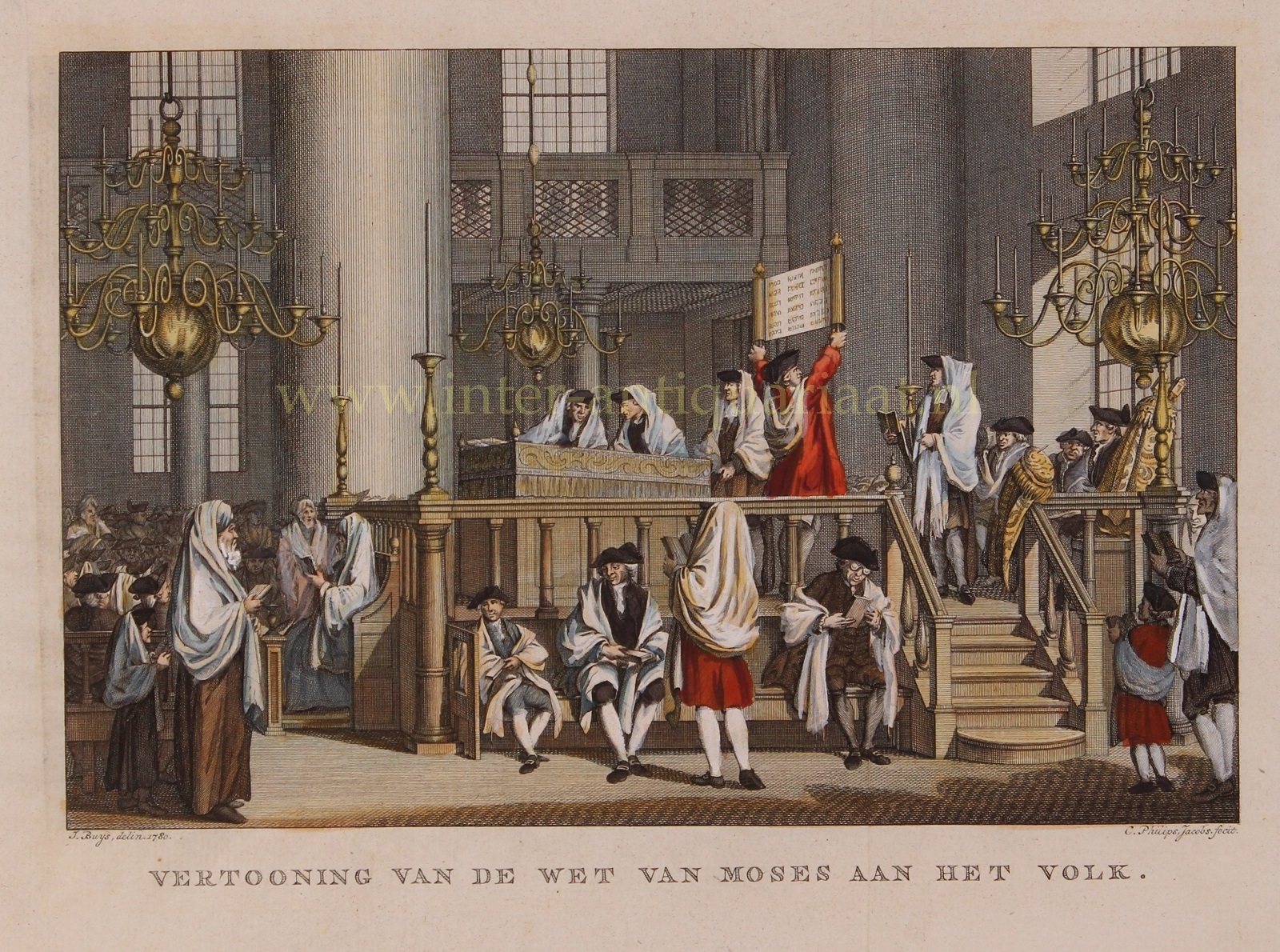 Buys-- Jacobus (1724-1801) - Sabbath in Portugese synagogue Amsterdam - Caspar Philips Jacobsz. after Jacobus Buys, 1781-1791
