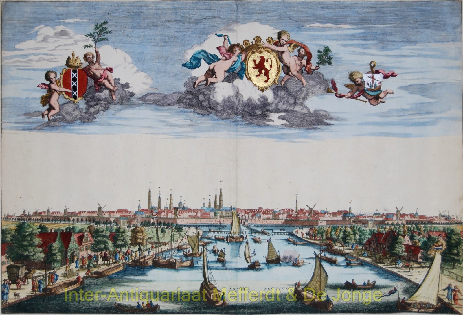 Scheevenhuysen-- A. - Amsterdam seen from the Amstel river - Ambrosius Scheevenhuysen, c. 1700