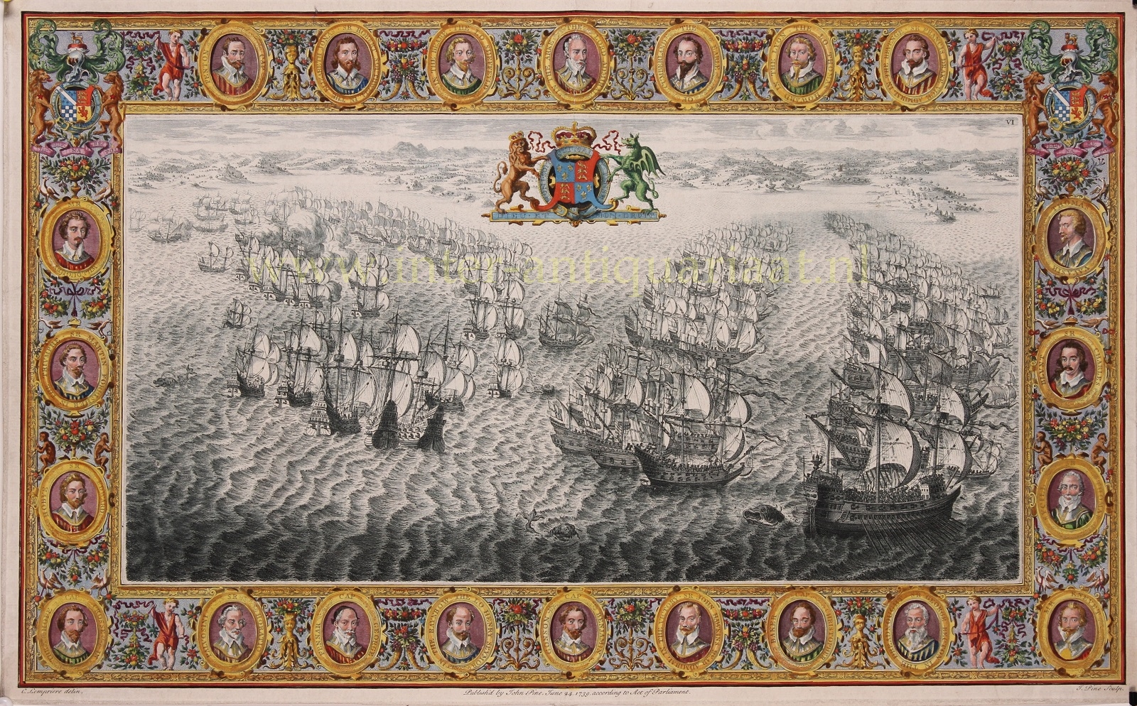  - Spanish armada defeat - John Pine, 1736
