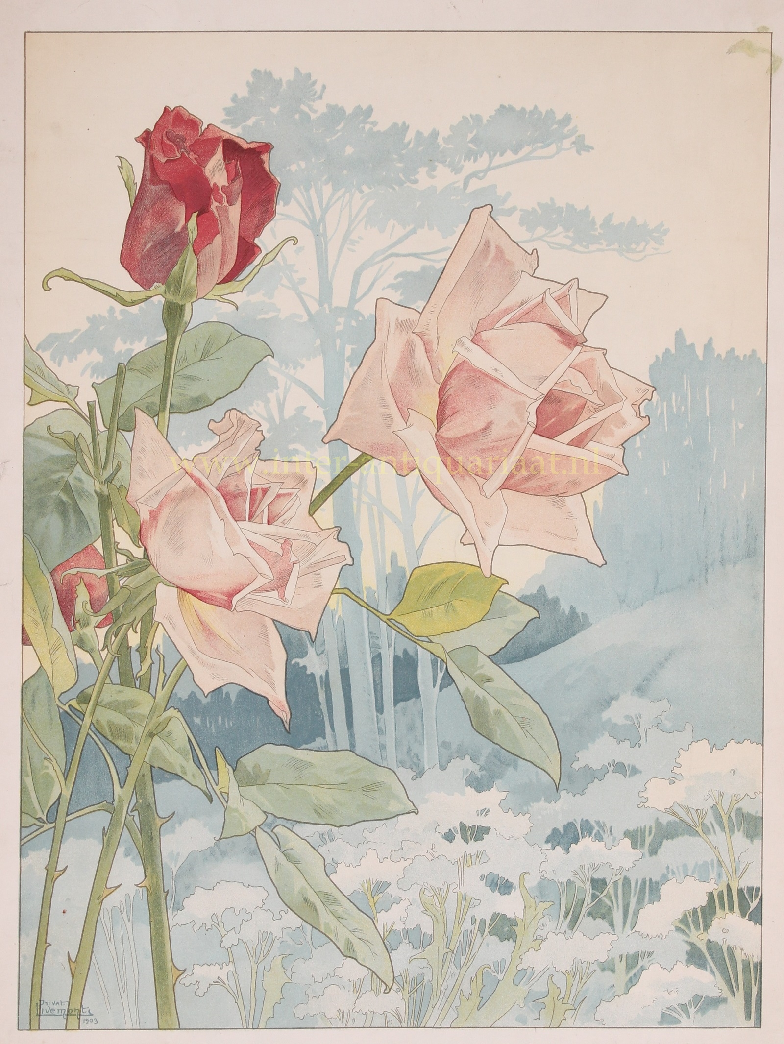 Privat-Livemont-- Henri (18611936) - Roses - Henri Privat-Livemont, c. 1900