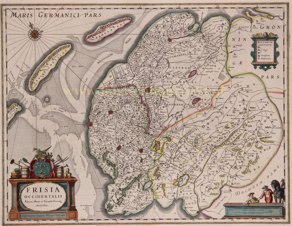 oude kaart Freisland 17e-eeuw
