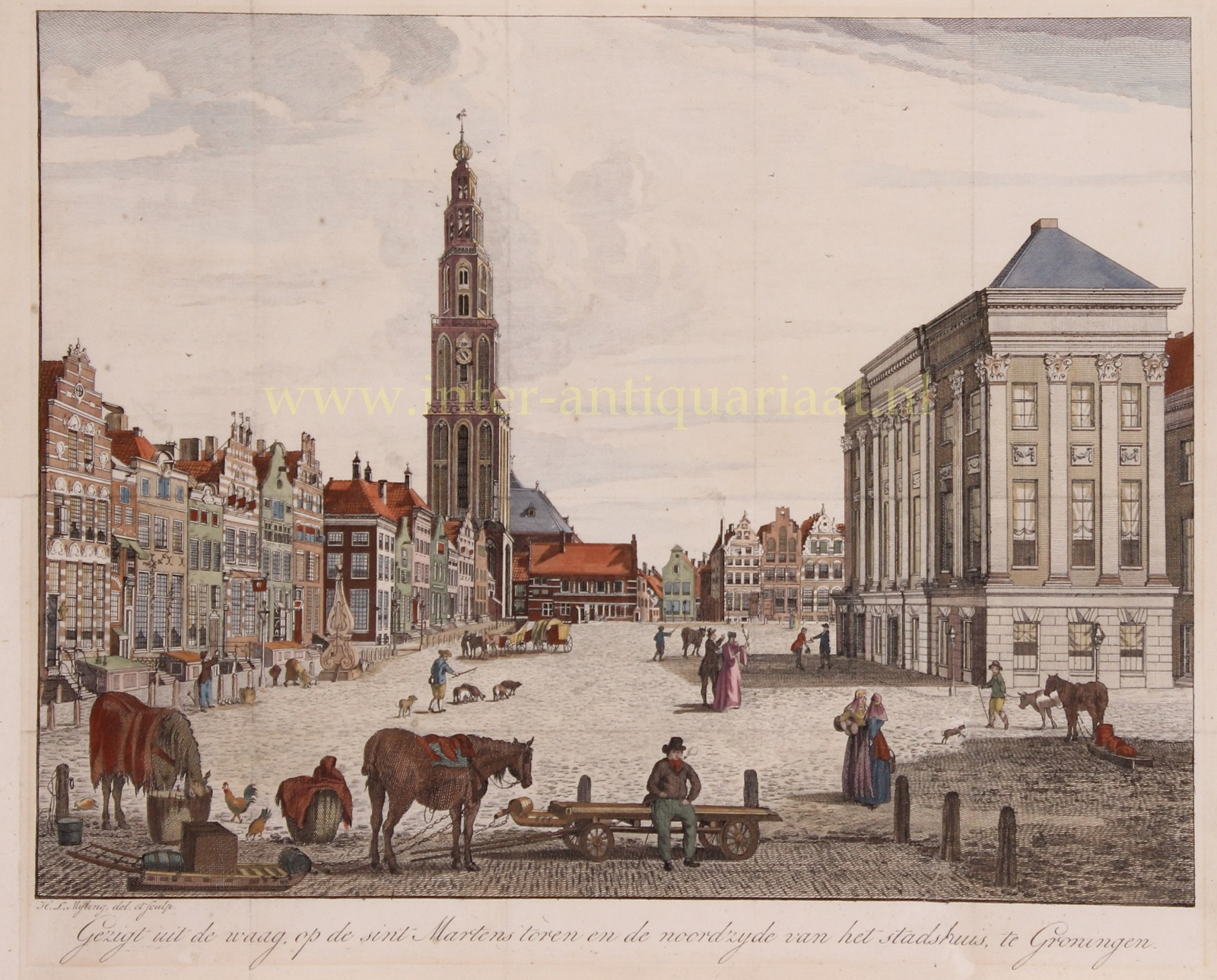 Mijling-- H.L. - Groningen, Grote Markt, Martinitoren - Hendrik Leffert Mijling, 1810-1821