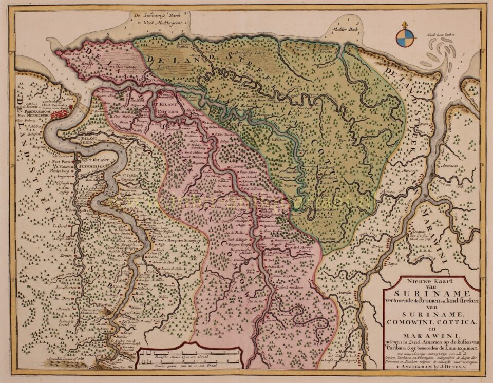 map of 18th century Suriname