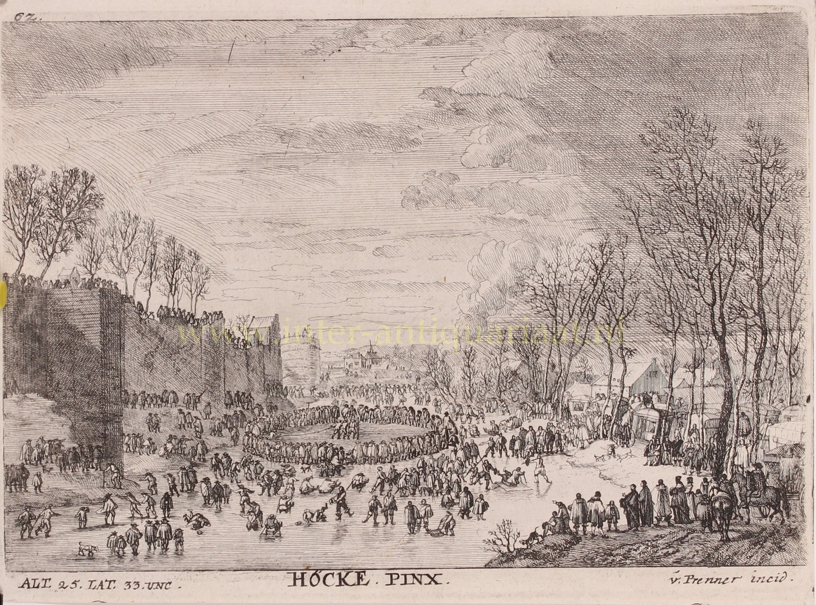 - Winter fun on the moat outside the Brussels city walls - after Robert van de Hoecke, 1728-1733