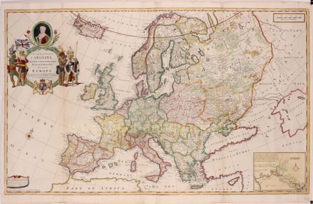 kaart van Europa begin 18e-eeuw