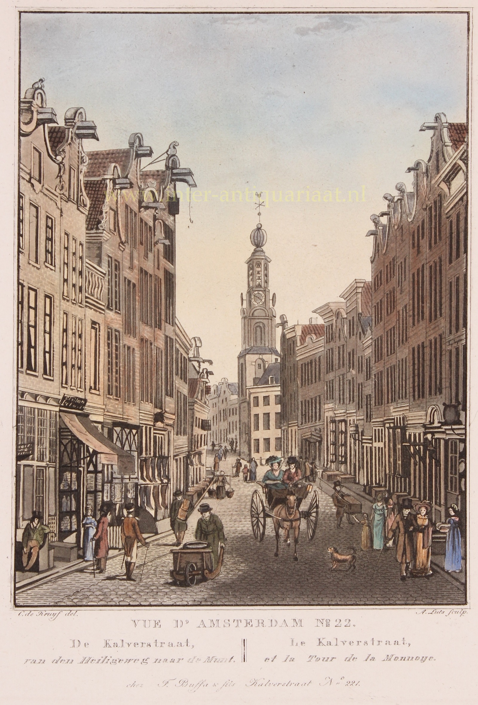Buffa & Zn-- Frans - Amsterdam, Kalverstraat, Munt - after Cornelis de Kruyf, 1825