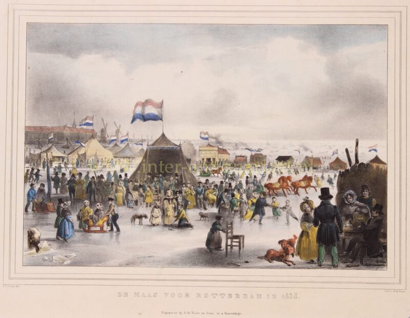 Rotterdam, ice skating – Simon de Visser after Carel Christiaan Anthony Last, 1838