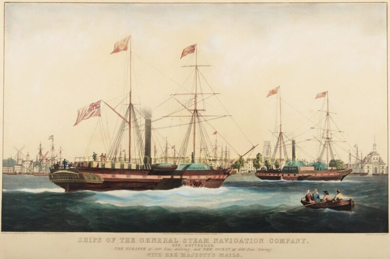Rotterdam harbour – Edward Duncan after William John Huggins, 1842