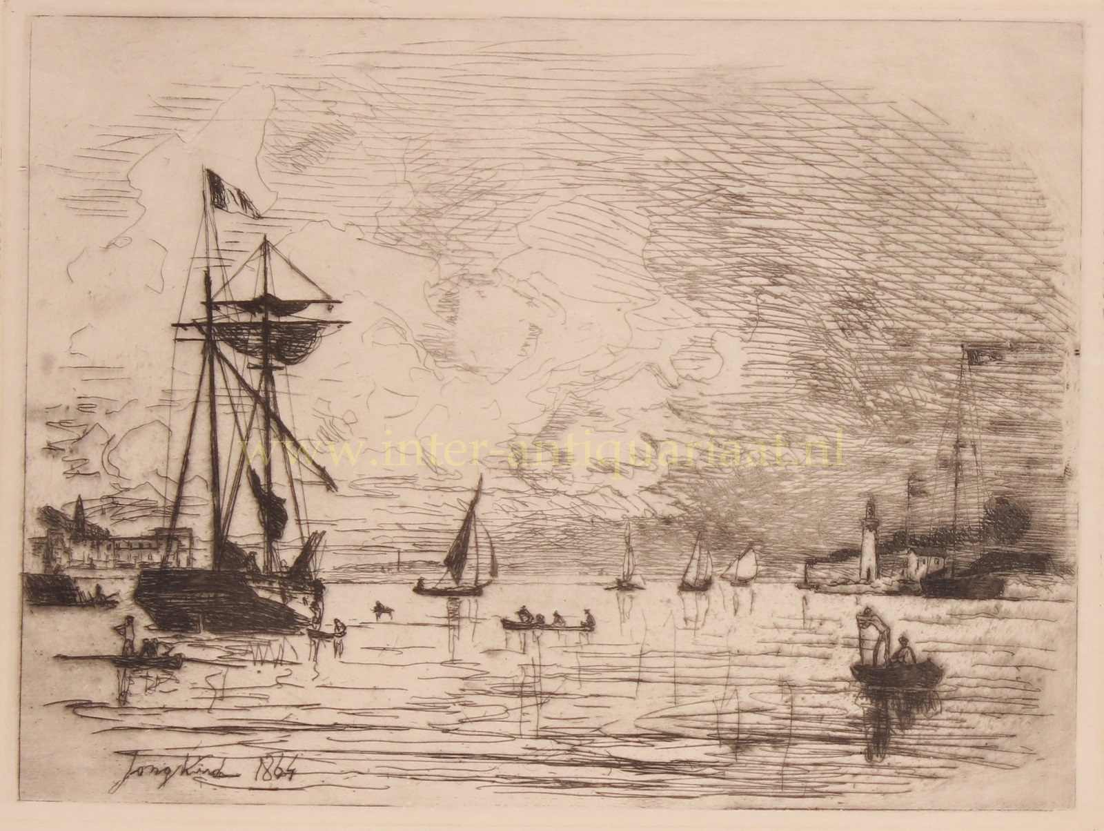 Jongkind-- Johan Barthold - Honfleur, Sortie du Port - Johan Barthold Jongkind, 1864