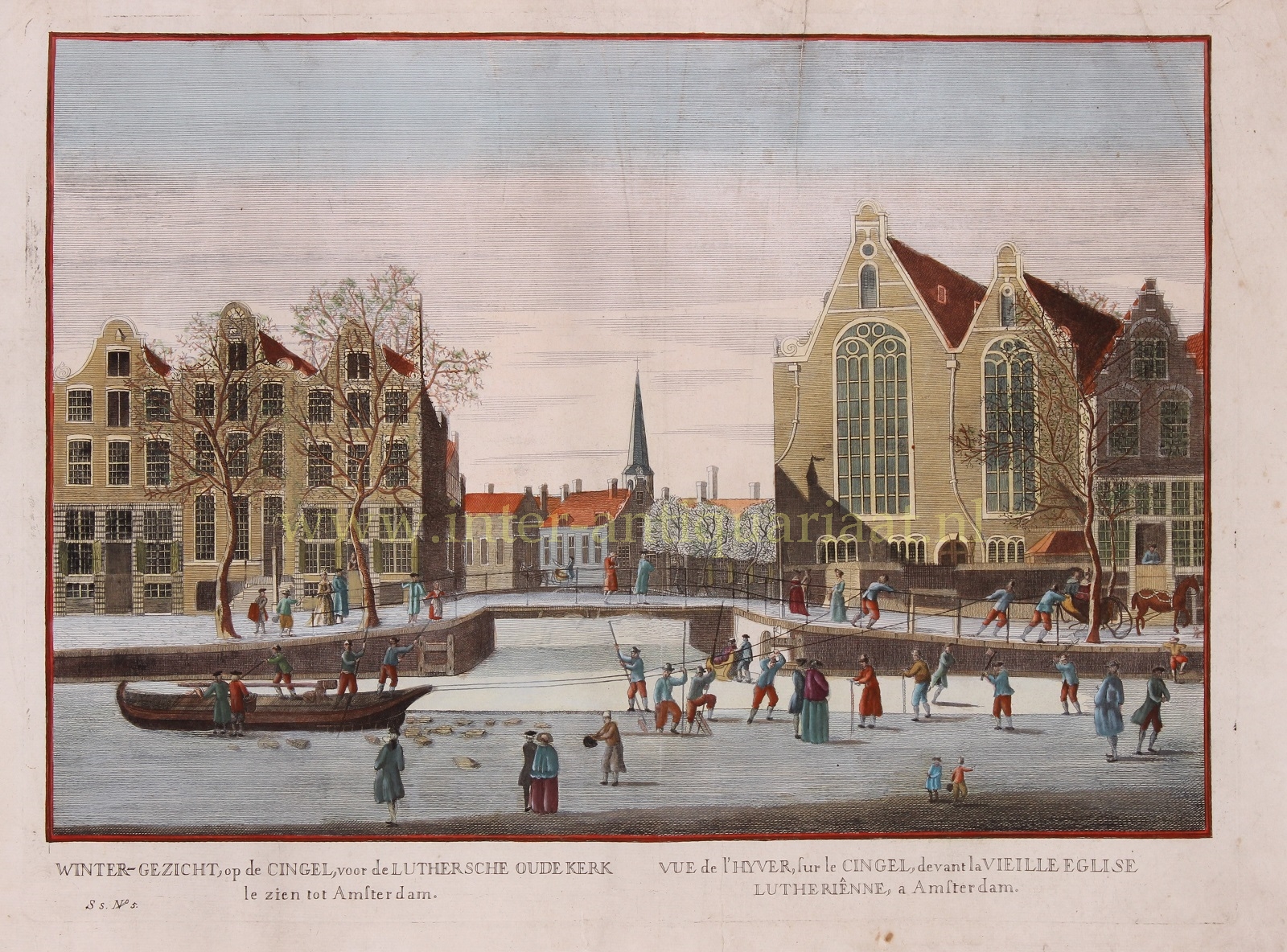 Schouten-- naar Herman - Amsterdam, winter on the Singel canal - after Herman Schouten, c. 1783
