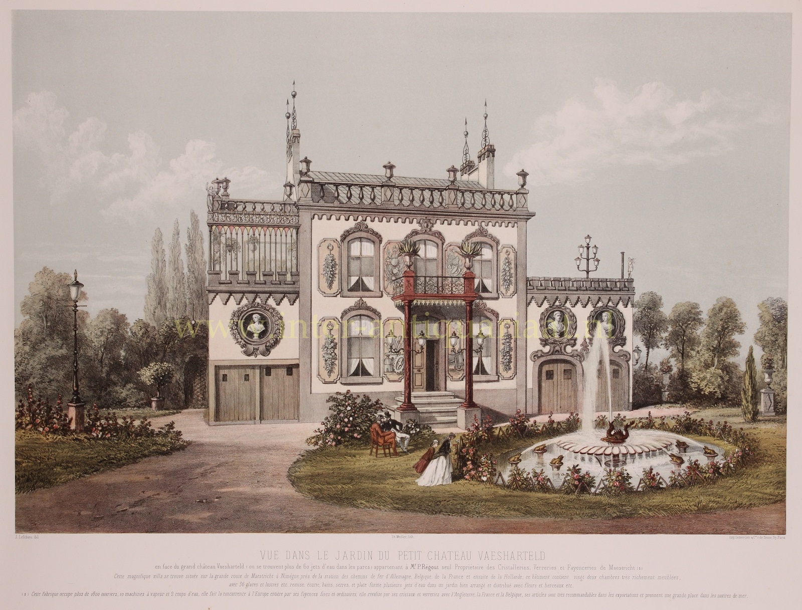  - Klein Vaeshartelt (Maastricht), garden view - Theodore Mller + Lemercier, 1863
