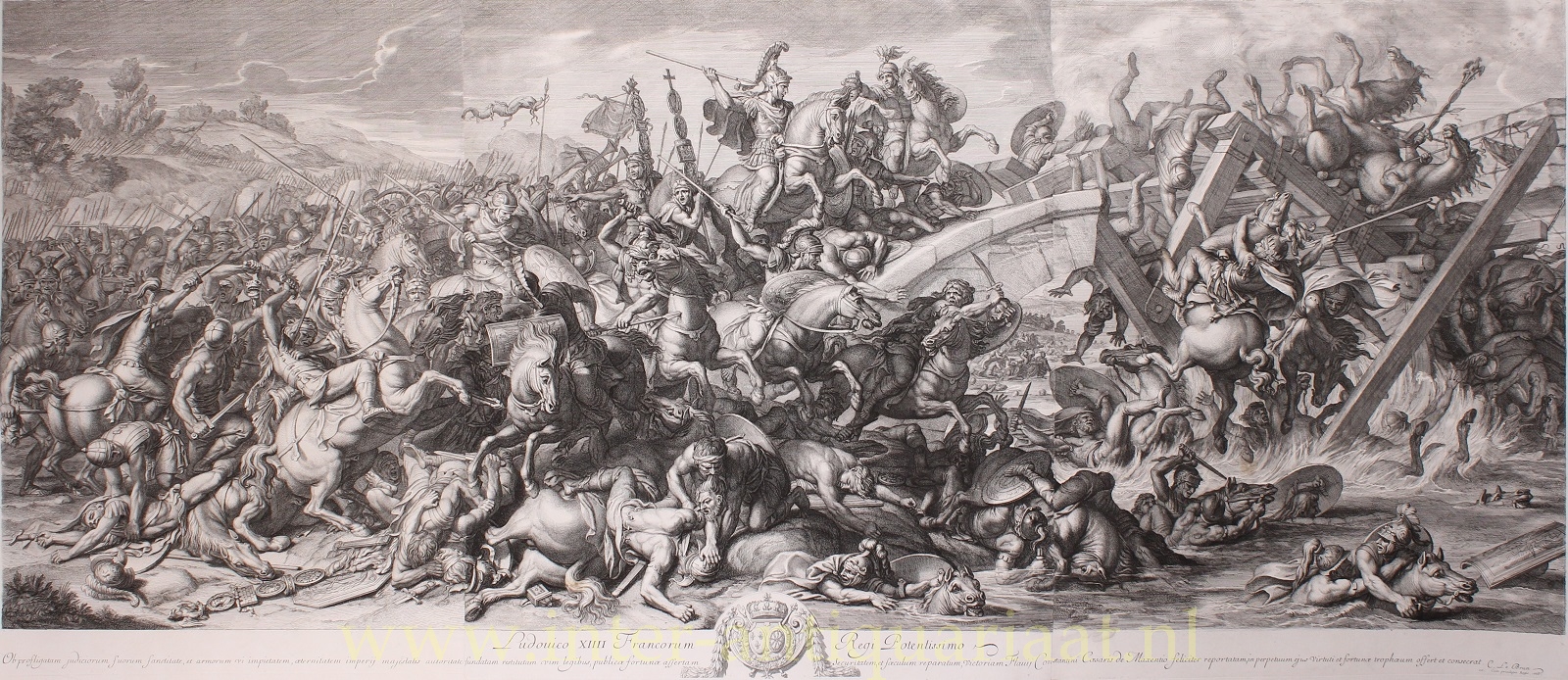 Audran-- Girard - Battle of the Mivian Bridge - Grard Audran after Charles Le Brun, 1666