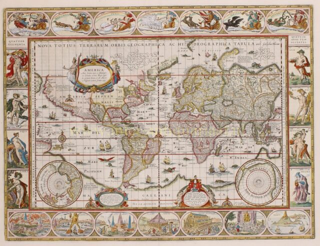 17th century world map by Willem Blaeu