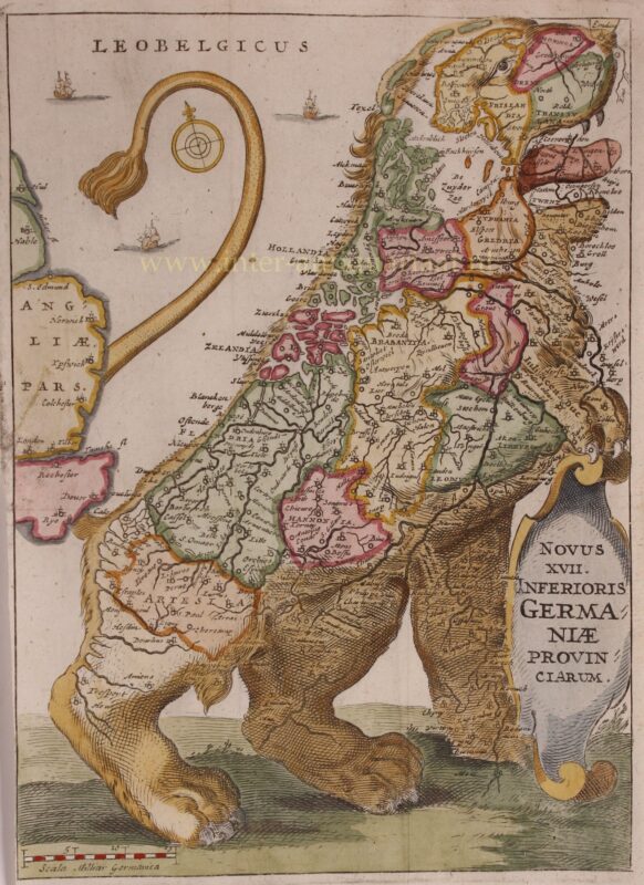 Dutch lion map – Jacques Marcus, 1643