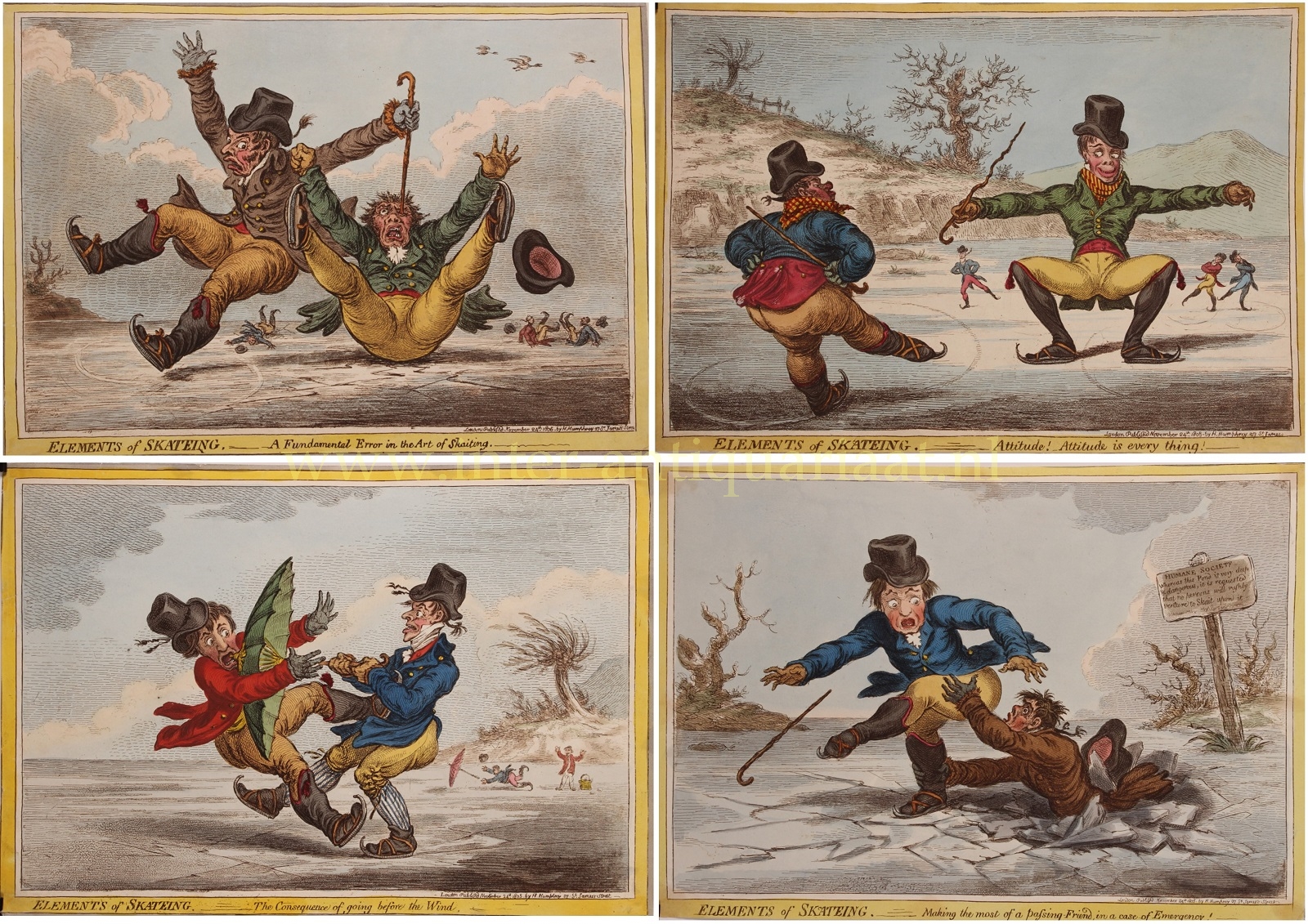 Gillray-- James (1756-1815) - Skating satire - James Gillray, 1805