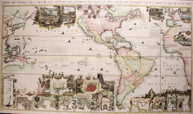 18th century wall map of the Americas